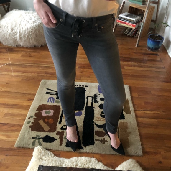 NWT RAG & BONE “ Lace Up Dre “ in AXL - Grey Wash Lace Up Skinny Jeans - Size 26 - Picture 14 of 16